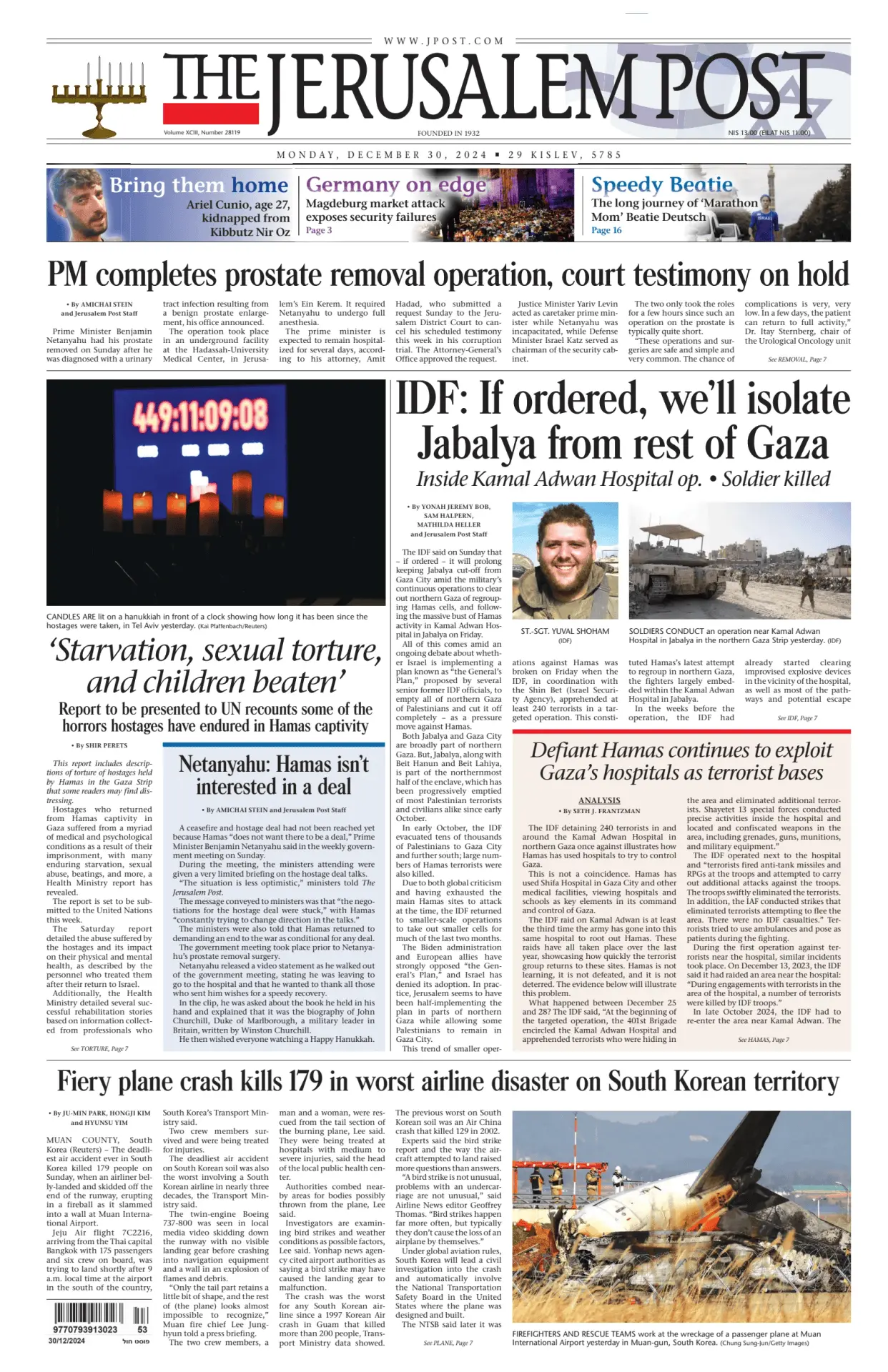 Prima-pagina-the jerusalem post-edizione-di-oggi-30-12-2024